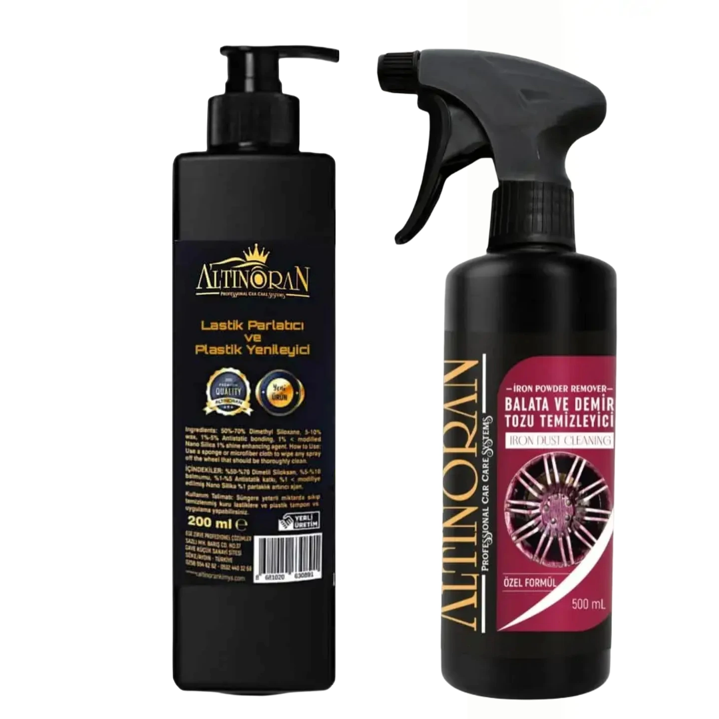demir tozu jant temizleyici 500 ML & lastik ve plastik yenileyici 200 ML