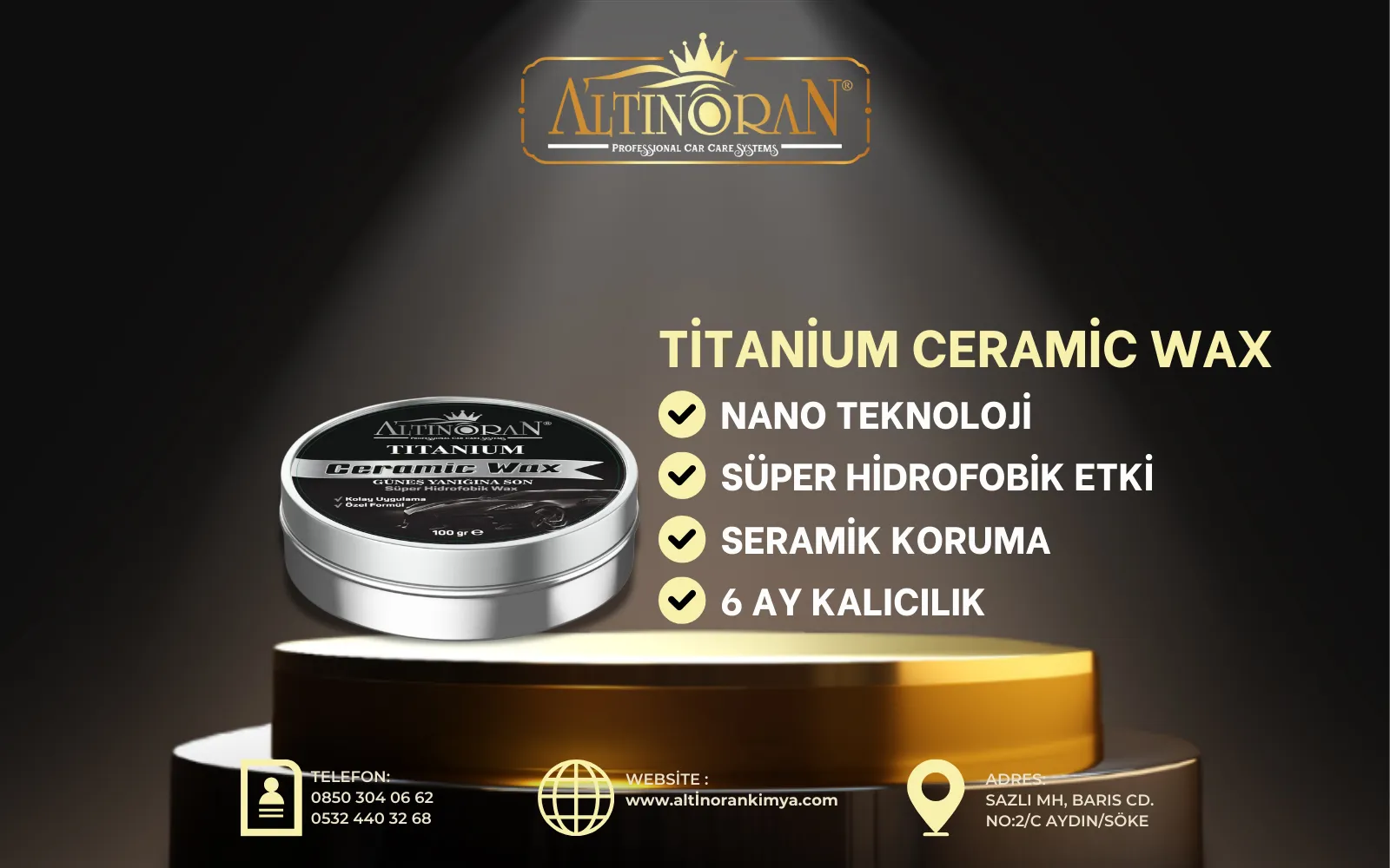Altın Oran Titanium Ceramic Wax Ürünü - Nano Teknoloji, Süper Hidrofobik Etki, Seramik Koruma ve 6 Ay Kalıcılık