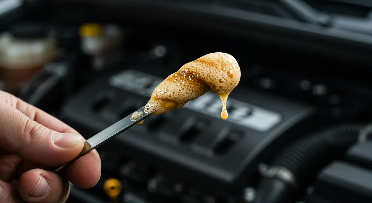 Conta yanması belirtisi olarak yağ çubuğunda görülen köpürmüş, tahin benzeri motor yağı
