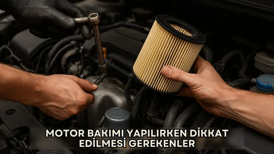 Motor bakımında yağ değişimi, soğutma sistemi ve filtre kontrolleri.