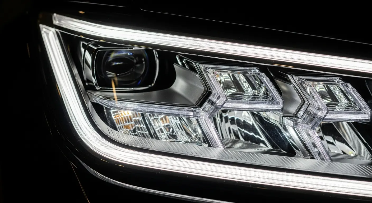 Volkswagen Tiguan donanım paketlerinde sunulan IQ.LIGHT LED Matrix farların teknolojik ve estetik görünümü