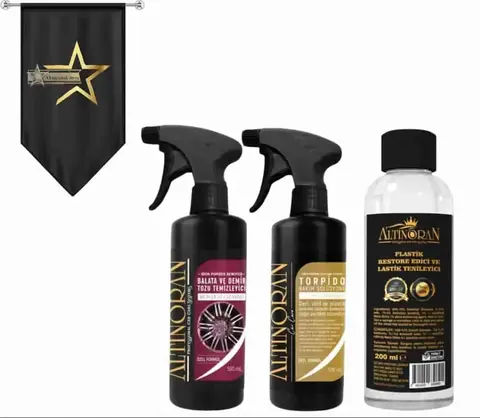 Balata ve Demir Tozu temizleyici + Torpido Parlatıcı + Lastik Parlatıcı ve Plastik Restore edici