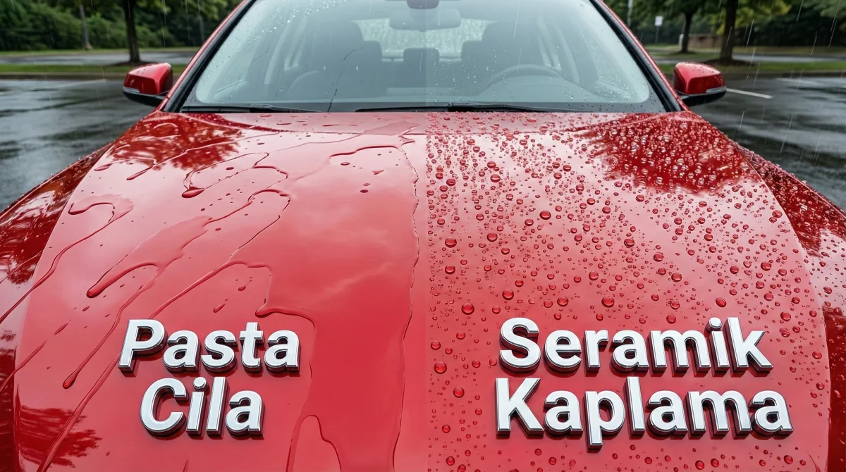 Pasta cila ve seramik kaplama arasındaki farkı gösteren su iticilik testi