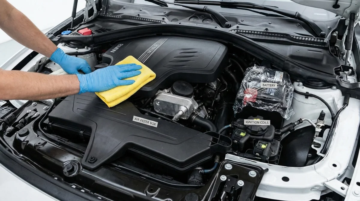 Benzinli araba motoru temizliği adımları