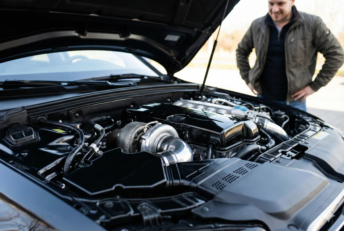 Temizlenmiş motor bölmesi - parlak ve bakımlı görünüm