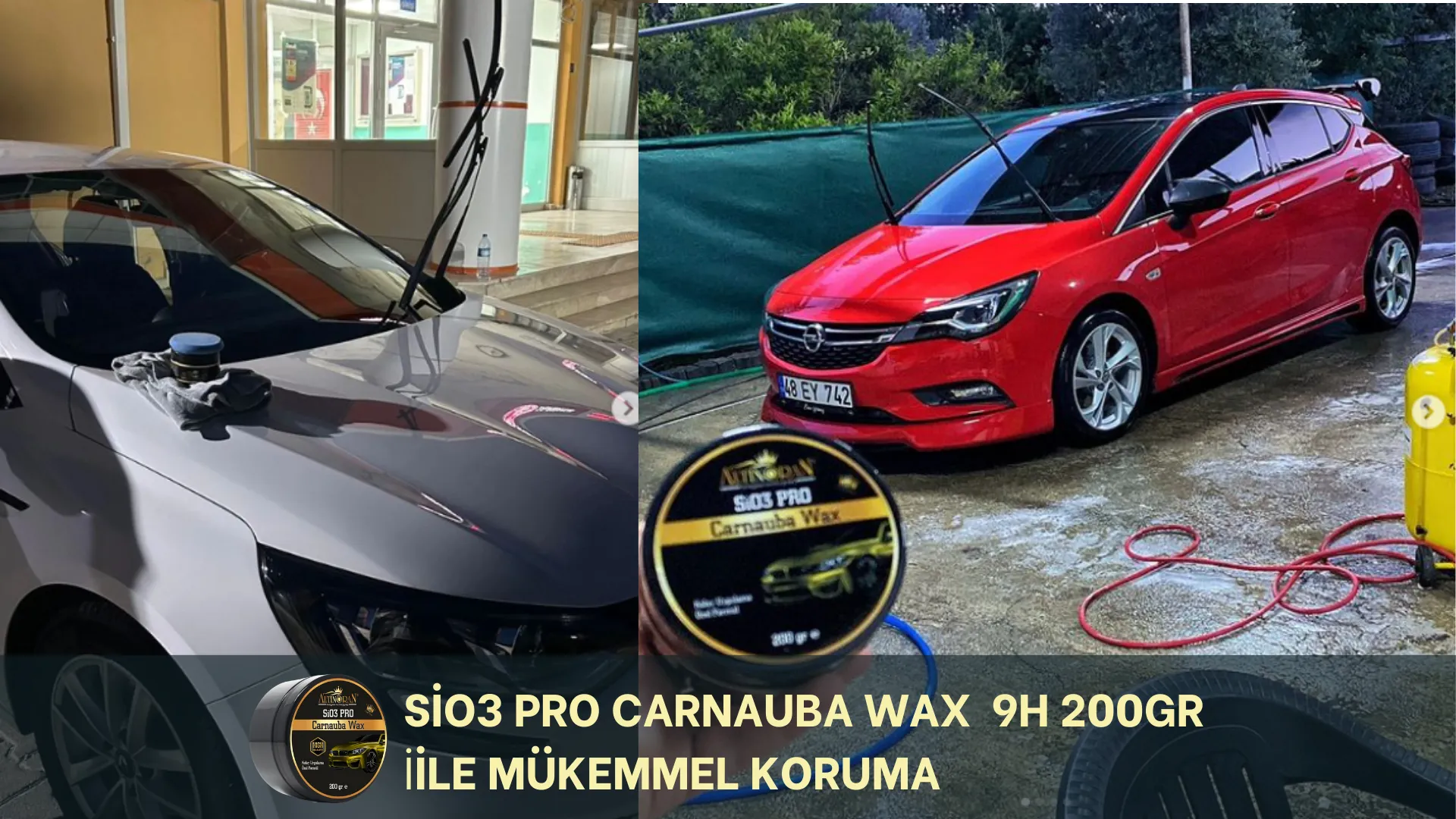 SiO3 Pro Carnauba Wax 9H 200GR ile Mükemmel Koruma Sağlanmış Beyaz ve Kırmızı Opel Araçlar