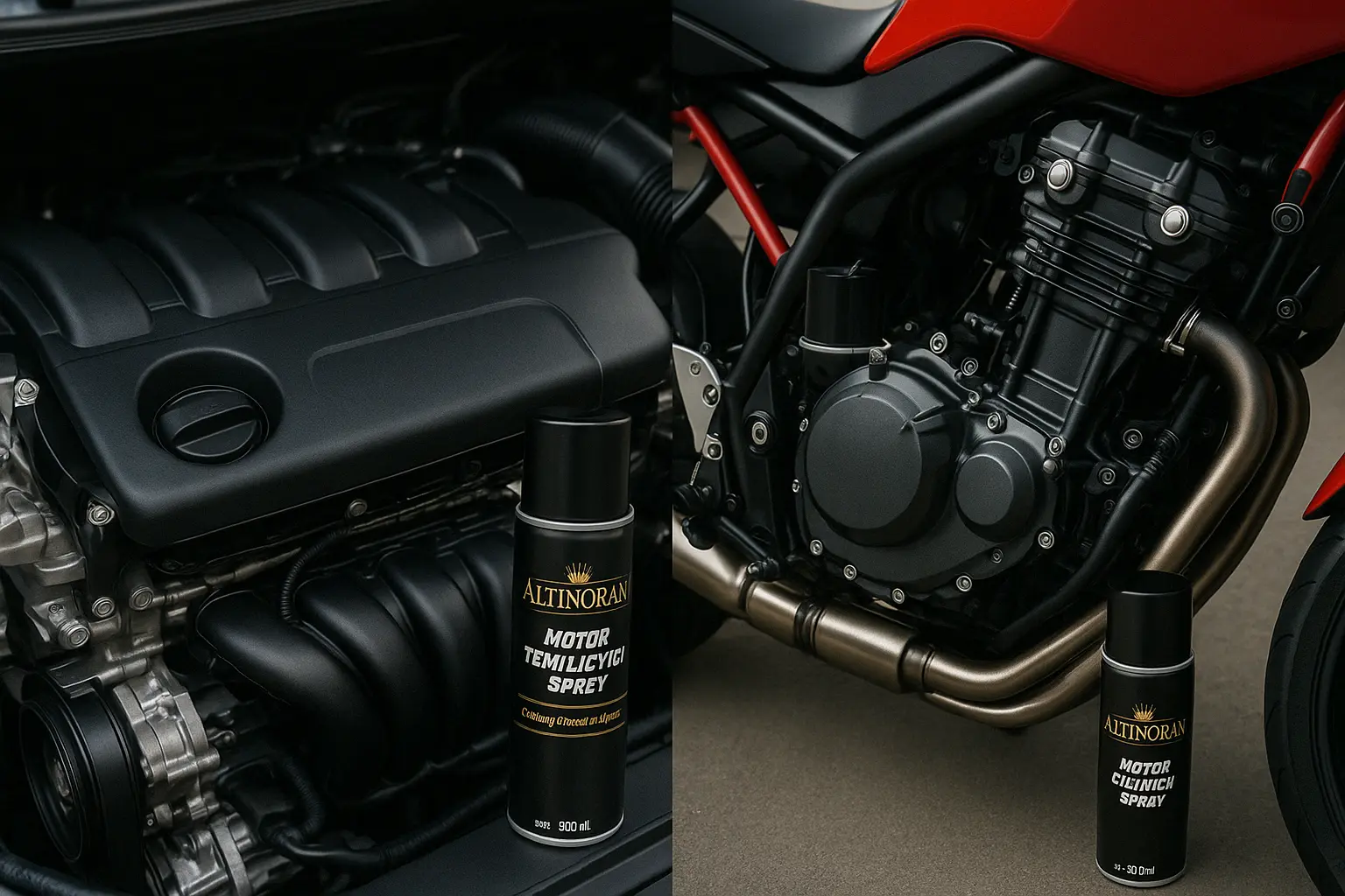 Araba ve motosiklet motorlarında kullanılan Altınoran temizleyici sprey