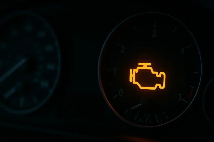 Sabit ve yanıp sönen motor arıza lambası için sürüş kararını ayıran gösterge paneli