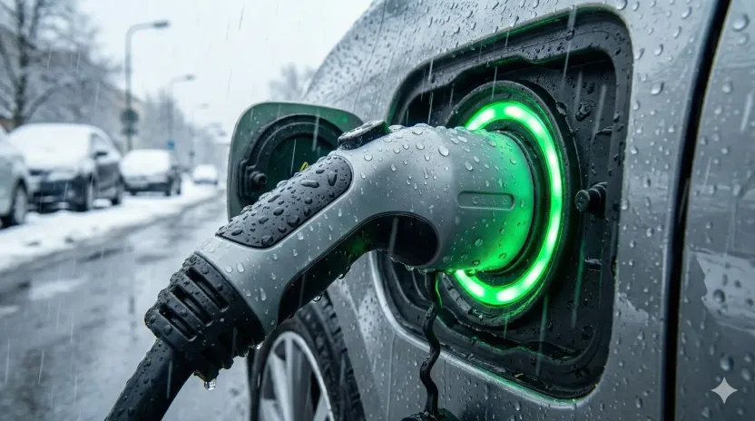 Yağmurlu ve karlı havada su geçirmez elektrikli araç şarj bağlantısı