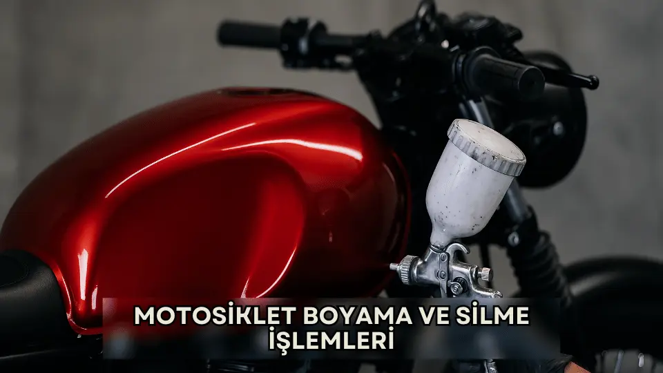 Boya sprey uygulamasıyla motosikletin yüzeyinin boyama ve silme işlemi sırasında çekilmiş yakın plan görüntü.