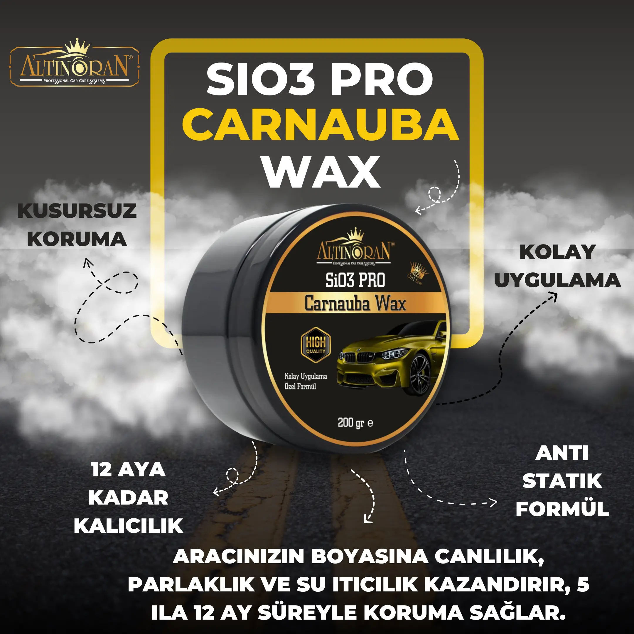 Altin Oran Sio3 Pro Carnauba Wax Ceramic Wax Krem Cila 9H 200gr