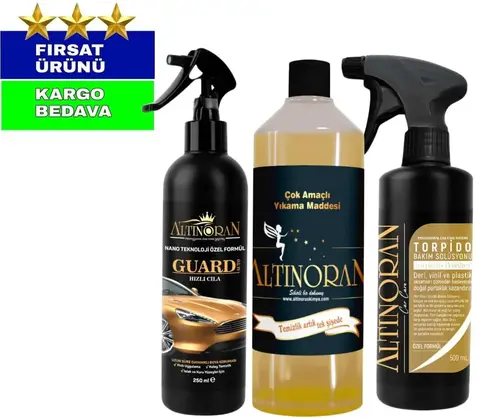 1 adet guard auto hızlı cila + 1 adet çok amaçlı temizleyici + 1 adet torpido parlatıcı